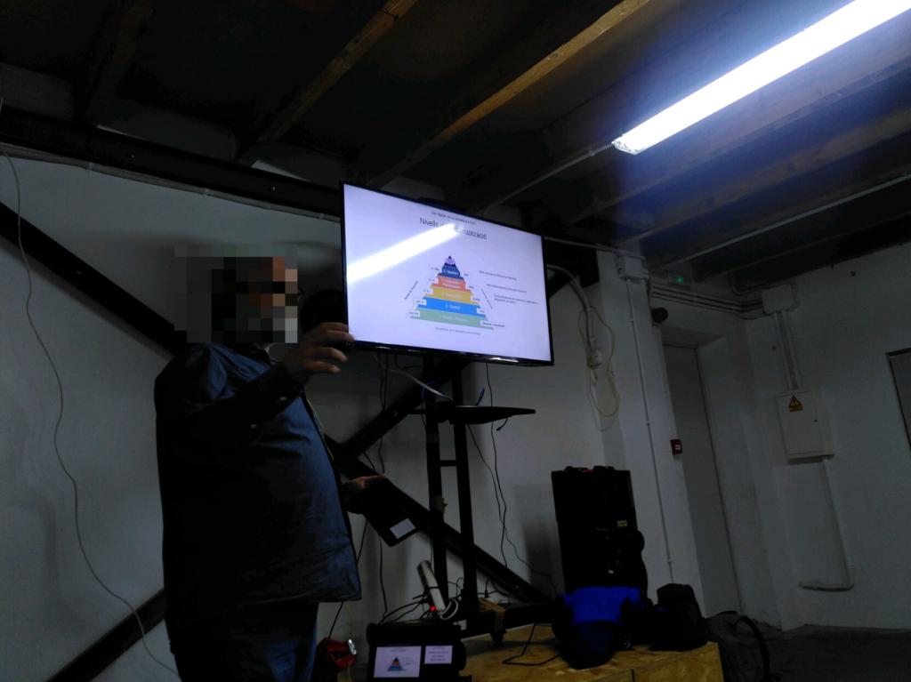 Persona presentant els diversos nivells d'automatització industrial com a model acadèmic