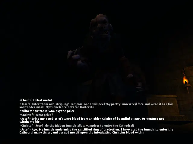 Josef, un vampir del clan Nosferatu i guardià dels túnels. A diferència d'altres clans, aquest vampir és petitonet i està força desfigurat.