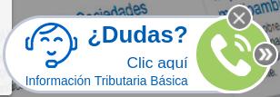 Un diàleg flotant al web de l'AEAT que indica "¿Dudas? Clic aquí. Información Tributaria Básica", amb una icona d'una persona amb un micròfon i cascos, i una altra icona d'un telèfon emetent so.