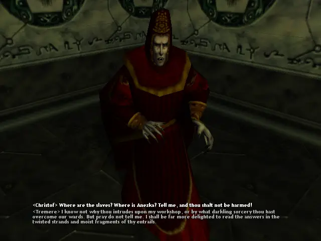 Un Tremere amb les seves túniques habituals, i un barret.