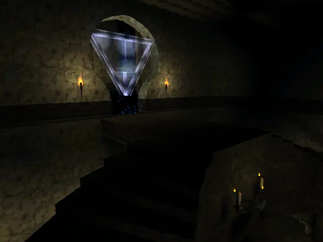 La porta arcana, que visualment és igual que el segell que la mantenia tancada, es va fent translúcida i desapareix per deixar-nos passar.