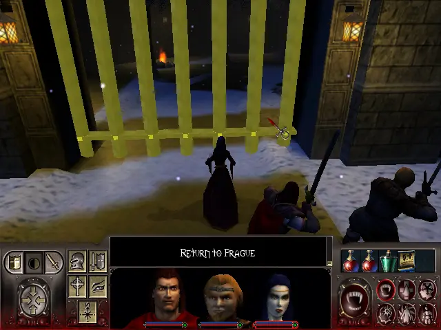 L'equip de 3 mirant la porta cap a Praga, a Viena està nevant.